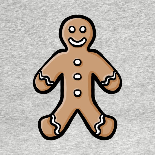 Simple cute cartoon gingerbread man autumn winter digital design illustration by AlmightyClaire